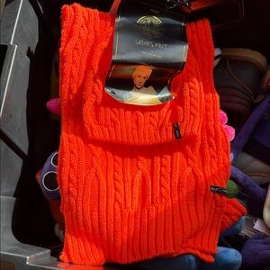 NWT Women’s Bright Orange Cable Knit Scarf & Hat Set